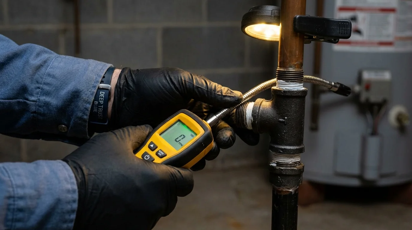 Gas leak detection with electronic sniffer by Johns Plumbing LLC in Chama