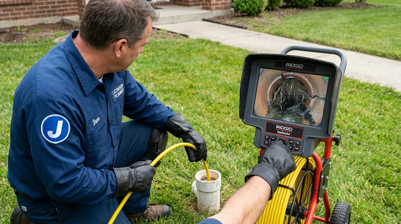 Sewer camera inspection being performed by Johns Plumbing LLC in Chama