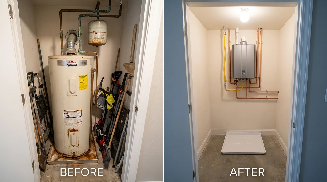 Tank water heater versus wall-mounted tankless unit comparison for Chama, NM homeowners